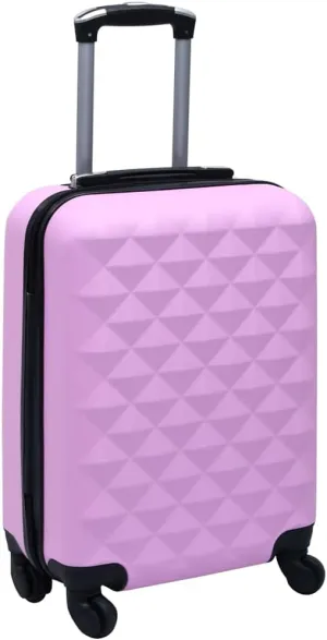 Durable and Lightweight Hardcase Trolley for Travel, ABS Material, Organizing Straps, 360-Degree Castors, Pink