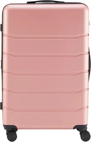Durable Expandable Hard-Sided Suitcase with 360 Rotating Wheels, Retractable Handle, Pink, 28-Inch