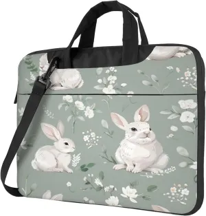 Easter Bunny Laptop Shoulder Bag for Women, Rabbit Floral Laptop Sleeve Case Durable Computer Bag