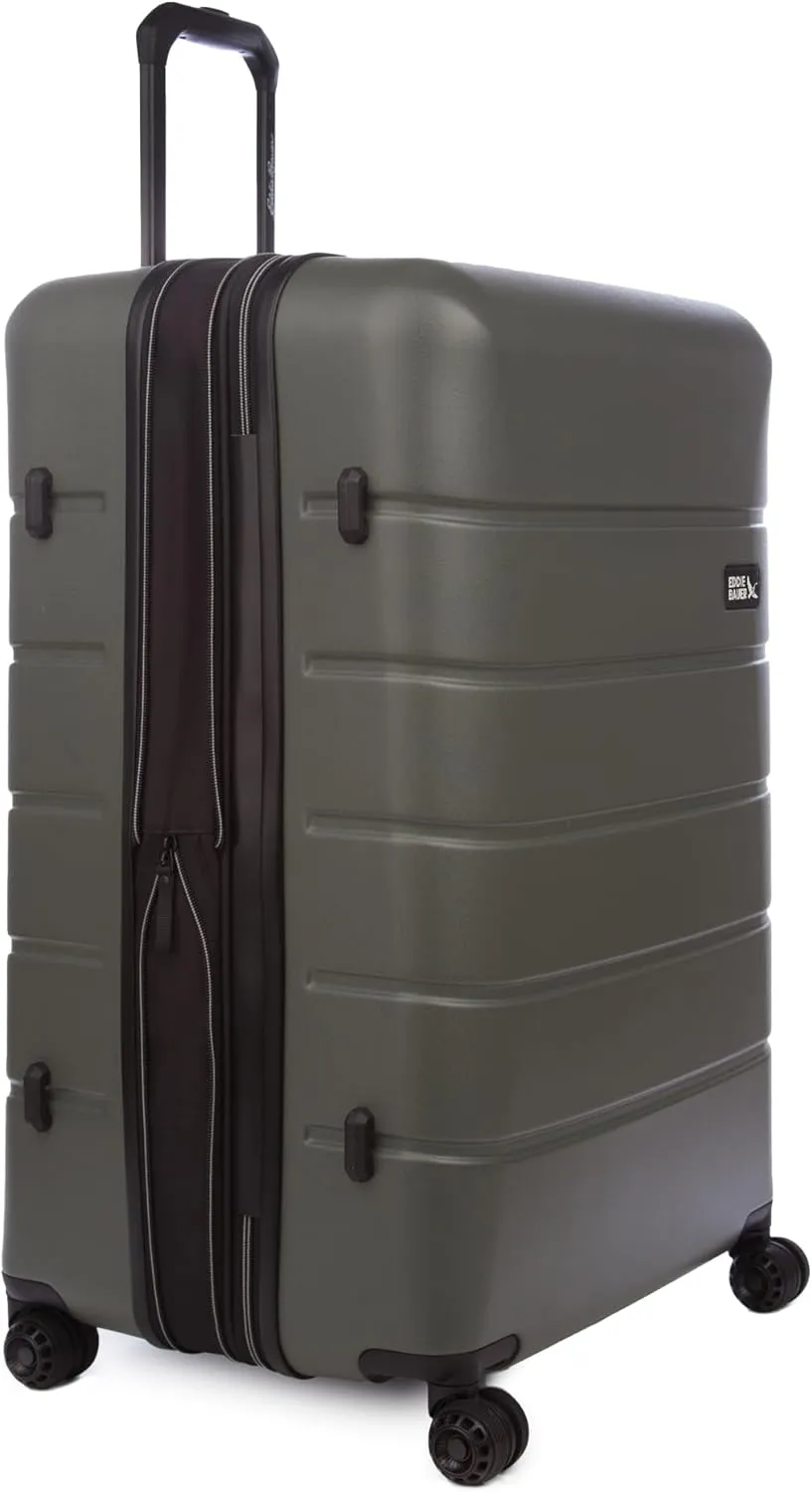 Eddie Bauer Glacier Hardside Spinner Durable PC/ABS Construction Suitcase Luggage, Sprig, 30" (Check-in)