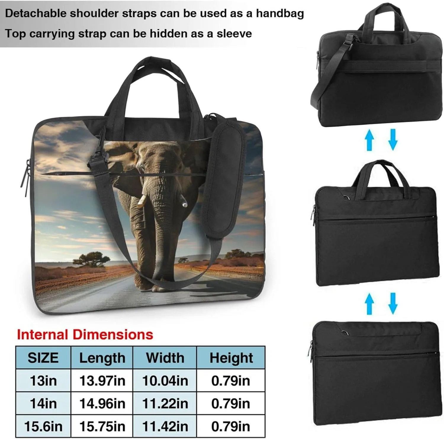 Elephant Laptop Shoulder Bag for Women, Animal Elephant Laptop Sleeve Case Durable Computer Bag
