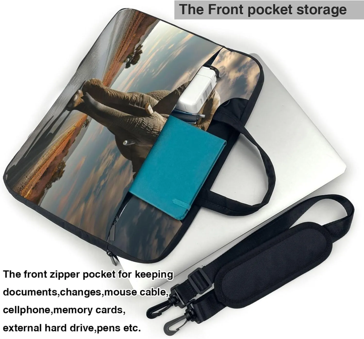 Elephant Laptop Shoulder Bag for Women, Animal Elephant Laptop Sleeve Case Durable Computer Bag