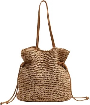 Epsion 2025 Woven Tote Bag for Women Summer Handbag Chic Handle Purse Shoulder Beach Casual Hobo Bag