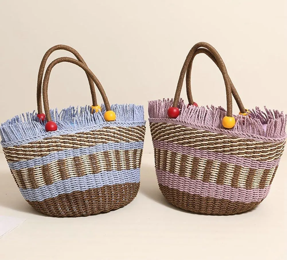 Epsion Beach Woven Basket Tote for Women Chic Handle Purse Shoulder Bag Hobo Stylish Summer Handbag 2025