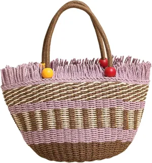 Epsion Beach Woven Basket Tote for Women Chic Handle Purse Shoulder Bag Hobo Stylish Summer Handbag 2025