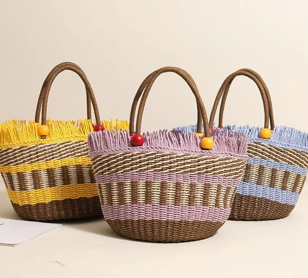 Epsion Beach Woven Basket Tote for Women Chic Handle Purse Shoulder Bag Hobo Stylish Summer Handbag 2025