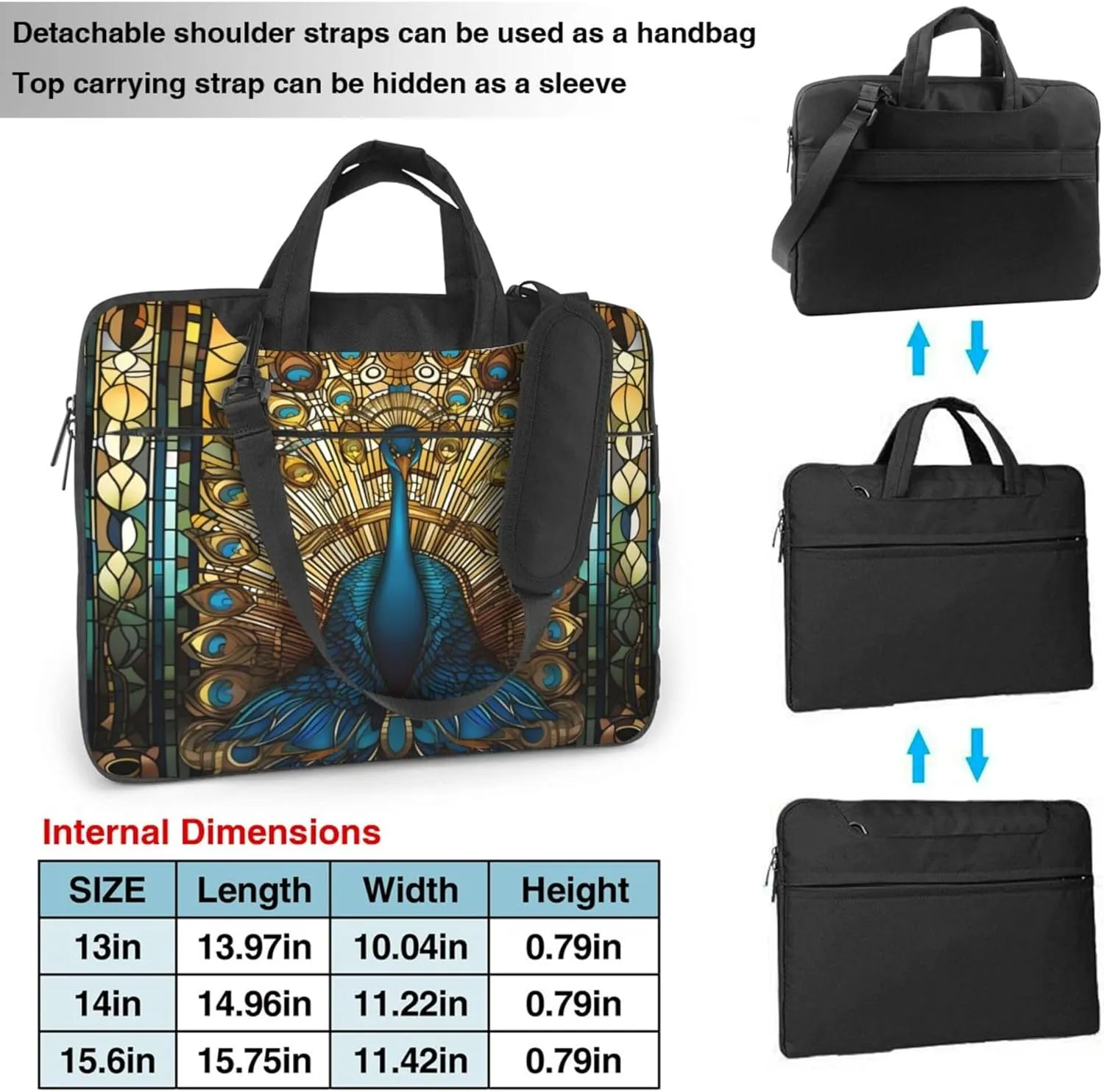 Ethnic Aztec Peacock Laptop Shoulder Bag for Women, Laptop Sleeve Case Durable Computer Bag