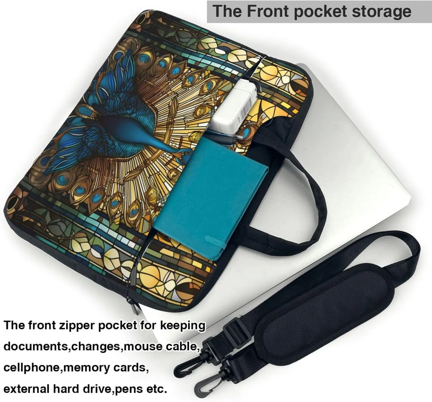Ethnic Aztec Peacock Laptop Shoulder Bag for Women, Laptop Sleeve Case Durable Computer Bag