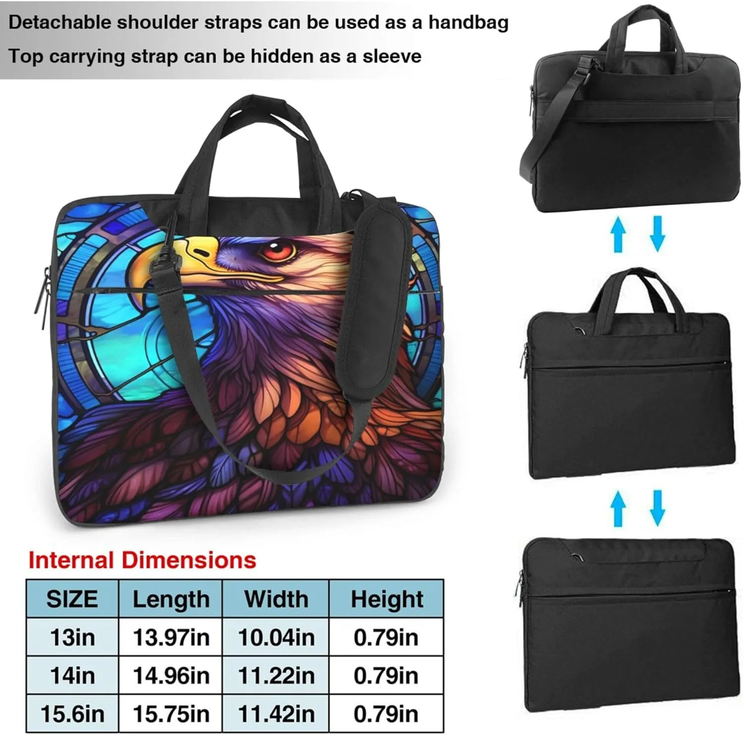 Ethnic Eagles Bird Pattern Laptop Shoulder Bag for Women, Laptop Sleeve Case Durable Computer Bag