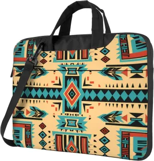 Ethnic Pattern Laptop Shoulder Bag for Women, Aztec Painted Laptop Sleeve Case Durable Computer Bag