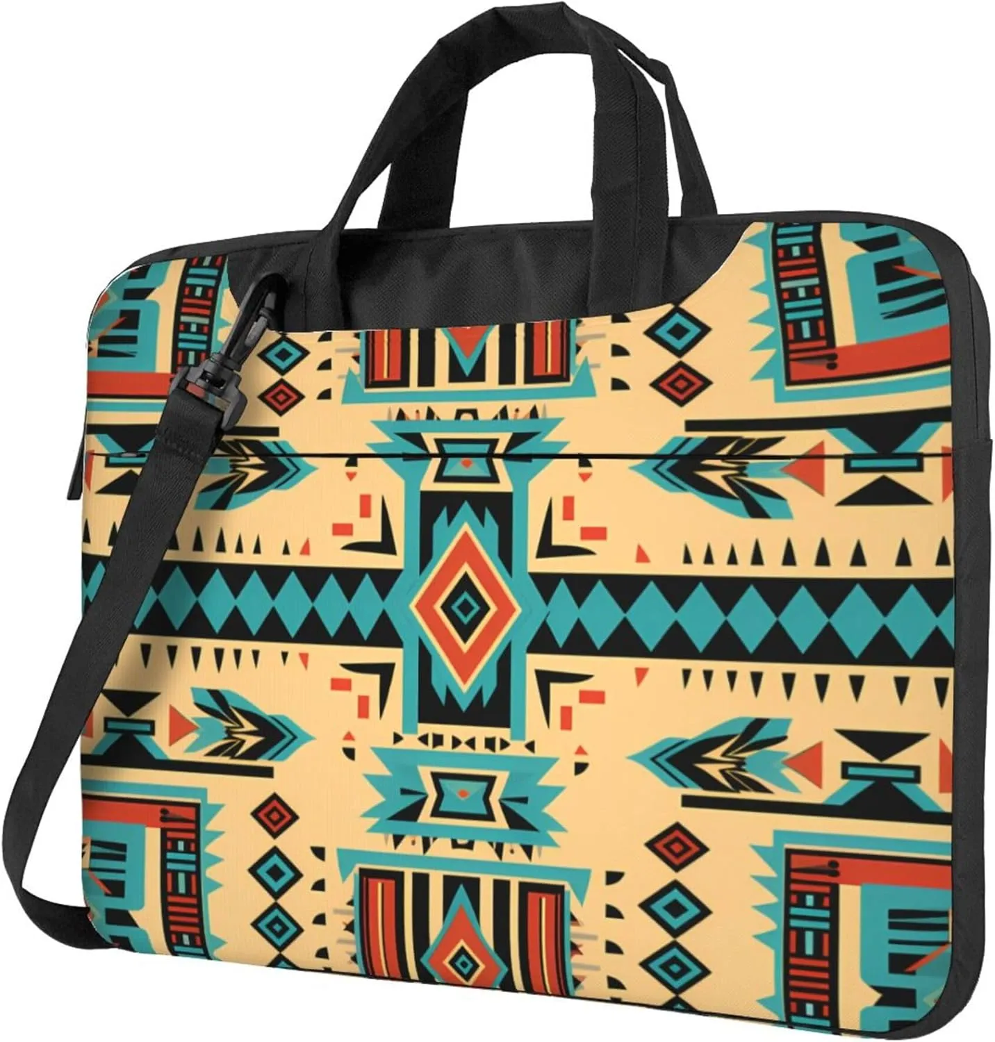 Ethnic Pattern Laptop Shoulder Bag for Women, Aztec Painted Laptop Sleeve Case Durable Computer Bag