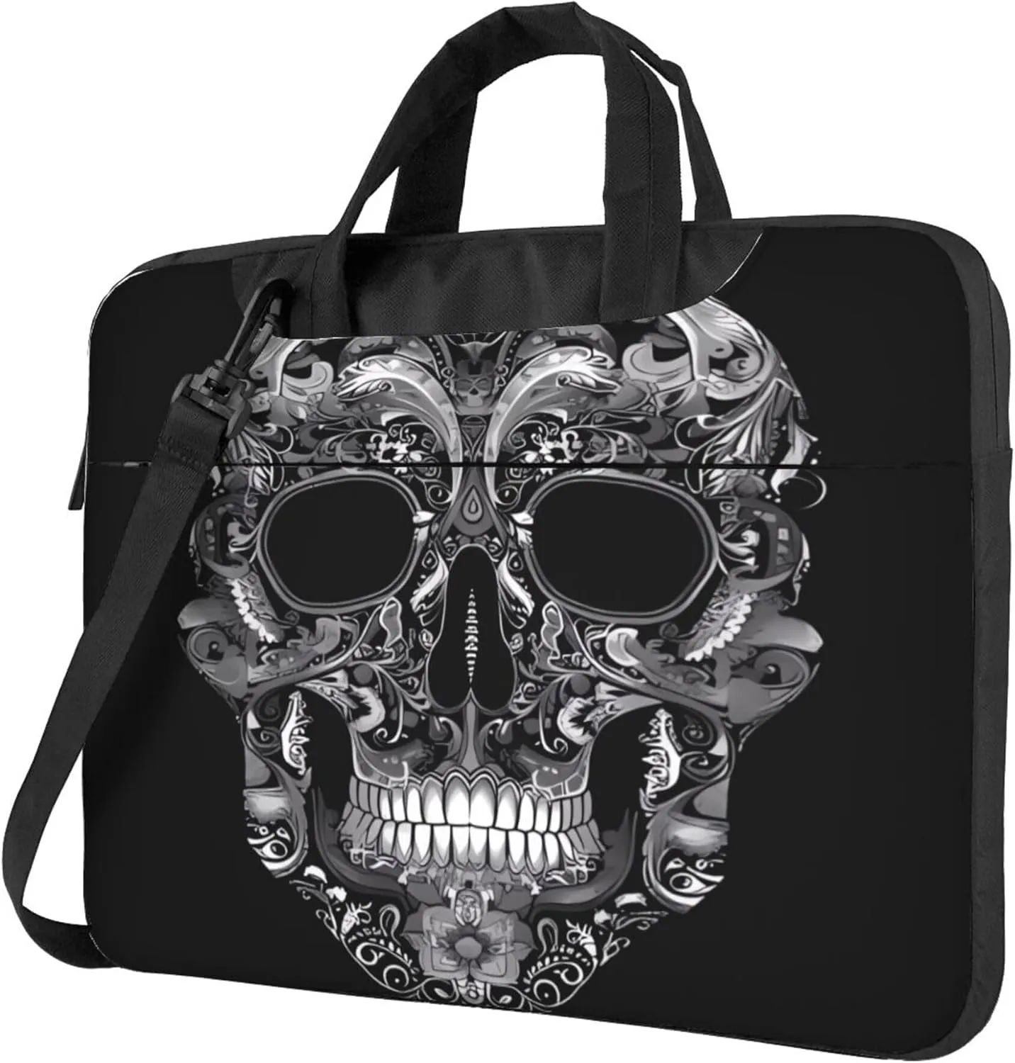 Ethnic Skull Laptop Shoulder Bag for Women, Abstract Skull Laptop Sleeve Case Durable Computer Bag