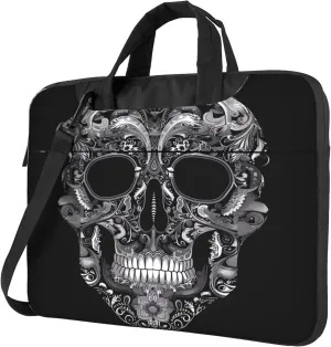 Ethnic Skull Laptop Shoulder Bag for Women, Abstract Skull Laptop Sleeve Case Durable Computer Bag