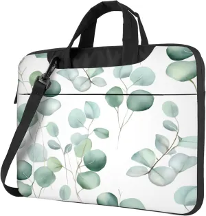 Eucalyptus Leaves Laptop Shoulder Bag for Women, Green Leaf Laptop Sleeve Case Durable Computer Bag