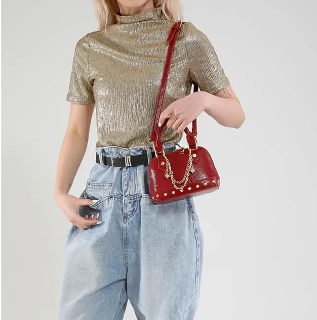Evening Bag Chic Shoulder Bag, Women's Designer Crossbody PU Leather Y2k Purse for Weddings Parties Trendy Handbag