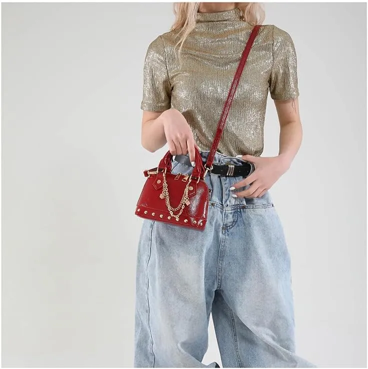 Evening Bag Chic Shoulder Bag, Women's Designer Crossbody PU Leather Y2k Purse for Weddings Parties Trendy Handbag