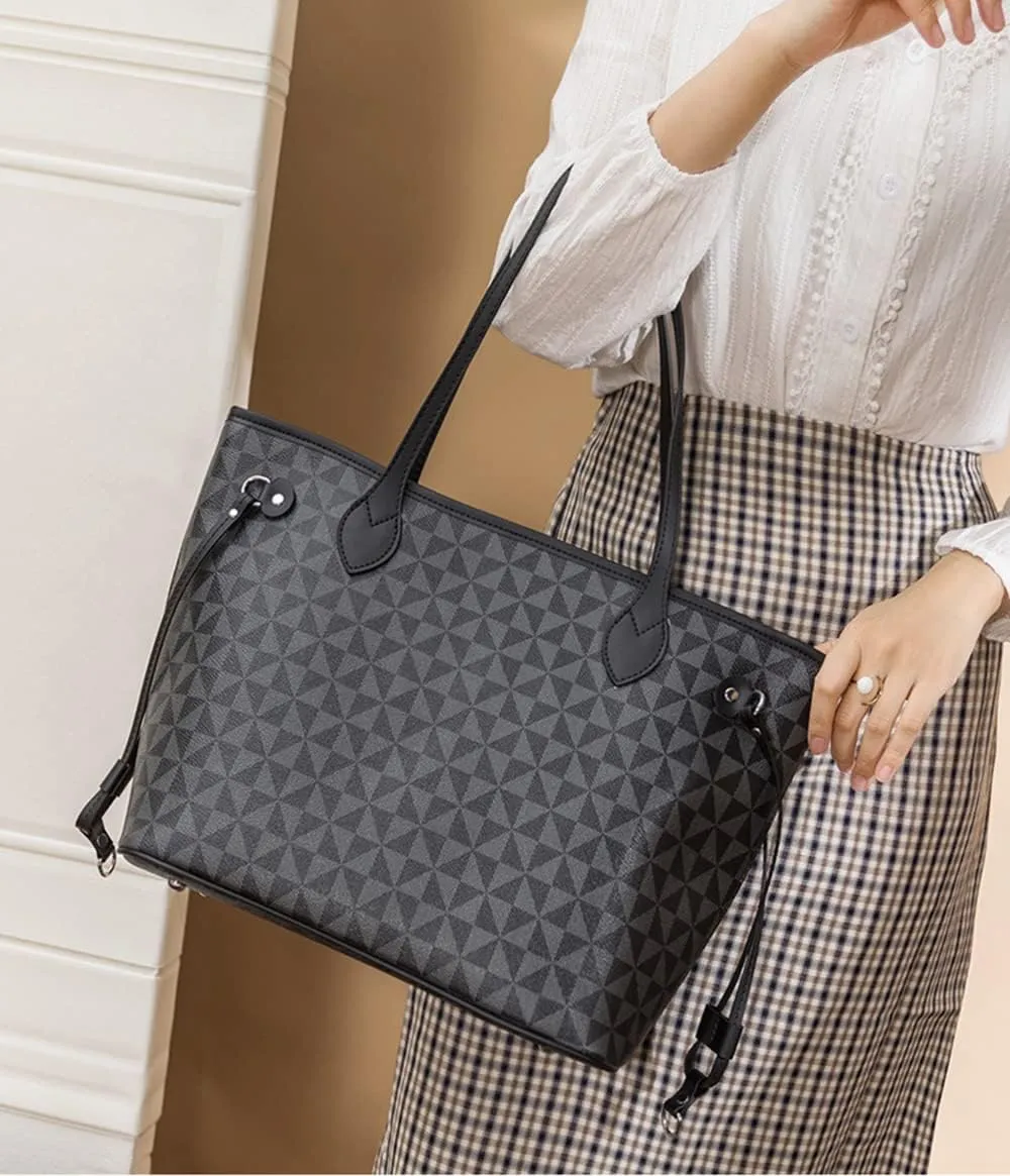 Extra Large Plaid Tote Bag for Women with Wallet - Stylish Leather Handbag for Daily Use
