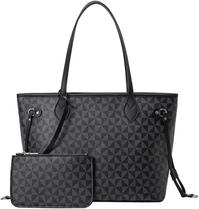 Extra Large Plaid Tote Bag for Women with Wallet - Stylish Leather Handbag for Daily Use