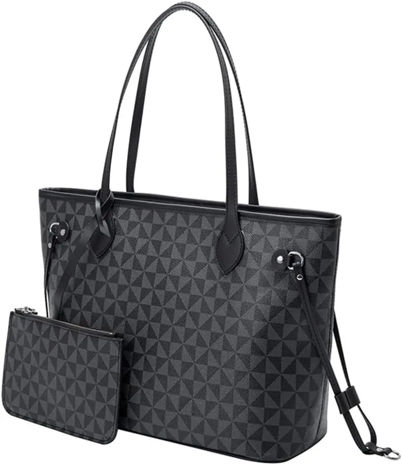 Extra Large Plaid Tote Bag for Women with Wallet - Stylish Leather Handbag for Daily Use