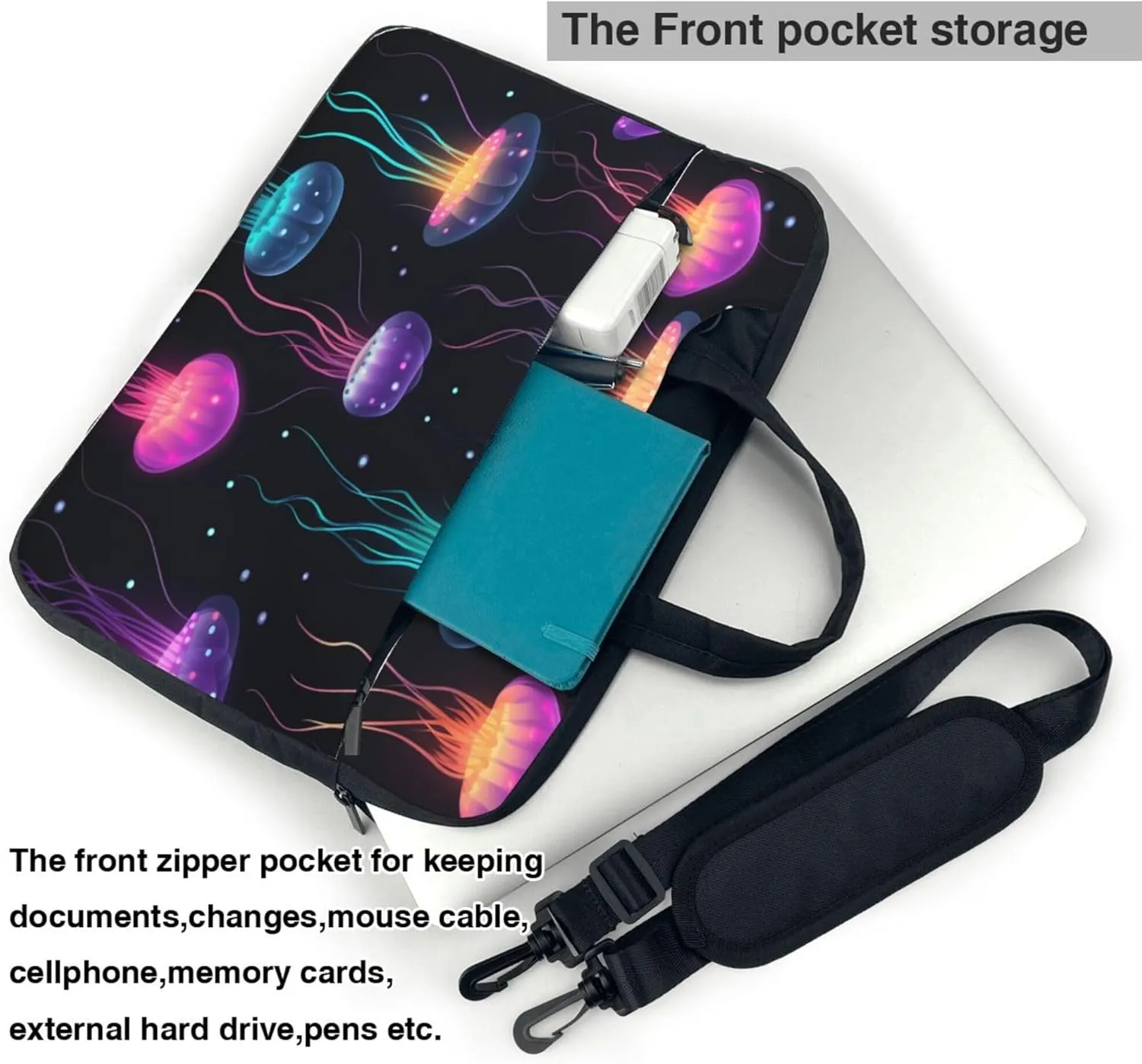 Fantasy Jellyfish Laptop Shoulder Bag for Women, Ocean Animal Laptop Sleeve Case Durable Computer Bag