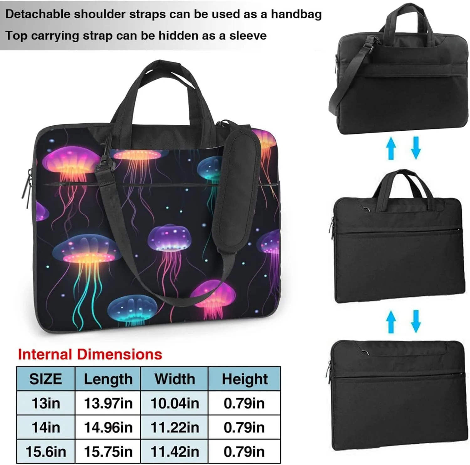 Fantasy Jellyfish Laptop Shoulder Bag for Women, Ocean Animal Laptop Sleeve Case Durable Computer Bag
