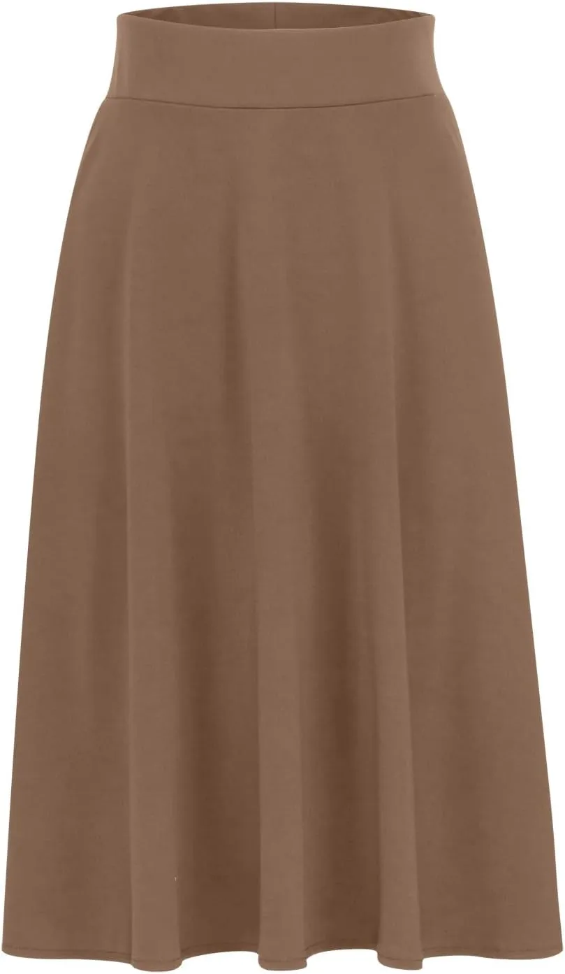 Fashion Women's Midi Skirts Spring and Summer High Waist A Line Skirts Ladies Casual Solid Color Flared Skirts S-3X