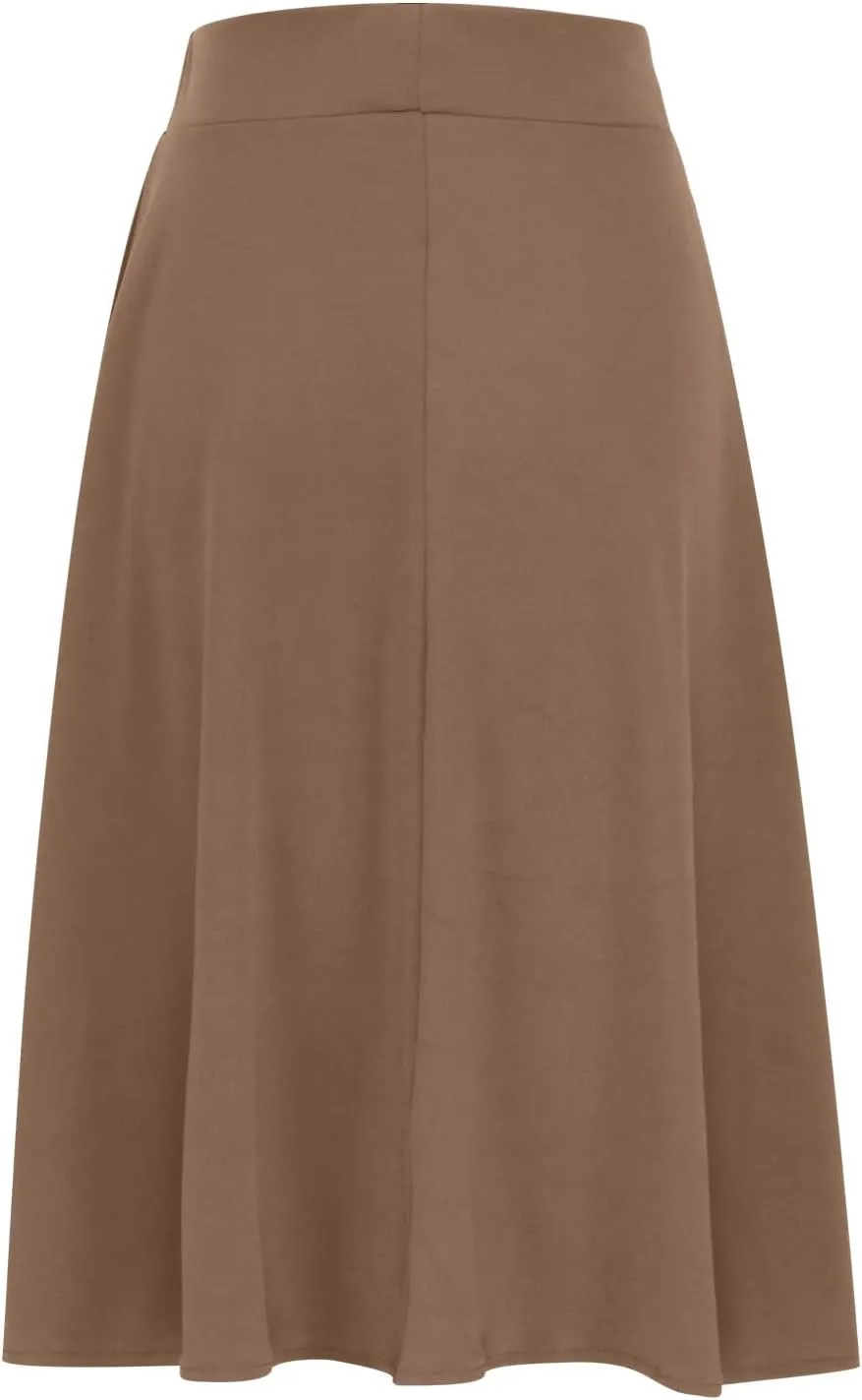Fashion Women's Midi Skirts Spring and Summer High Waist A Line Skirts Ladies Casual Solid Color Flared Skirts S-3X