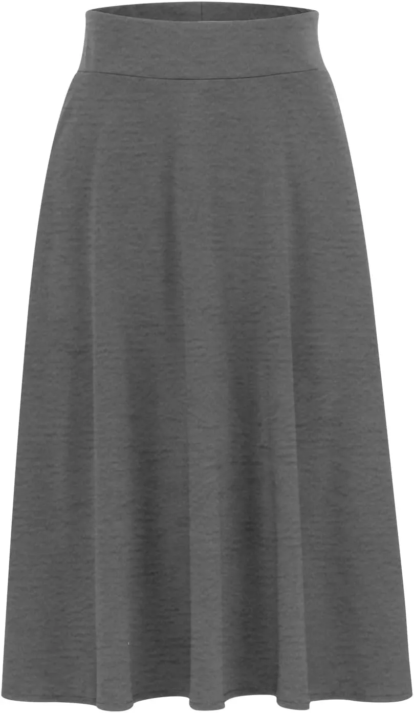 Fashion Women's Midi Skirts Spring and Summer High Waist A Line Skirts Ladies Casual Solid Color Flared Skirts S-3X
