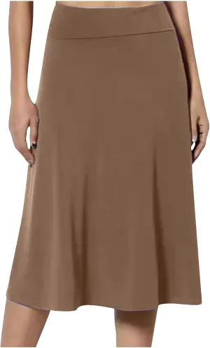 Fashion Women's Midi Skirts Spring and Summer High Waist A Line Skirts Ladies Casual Solid Color Flared Skirts S-3X