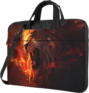 Fire Lion Laptop Shoulder Bag for Women, Abstract Animal Laptop Sleeve Case Durable Computer Bag