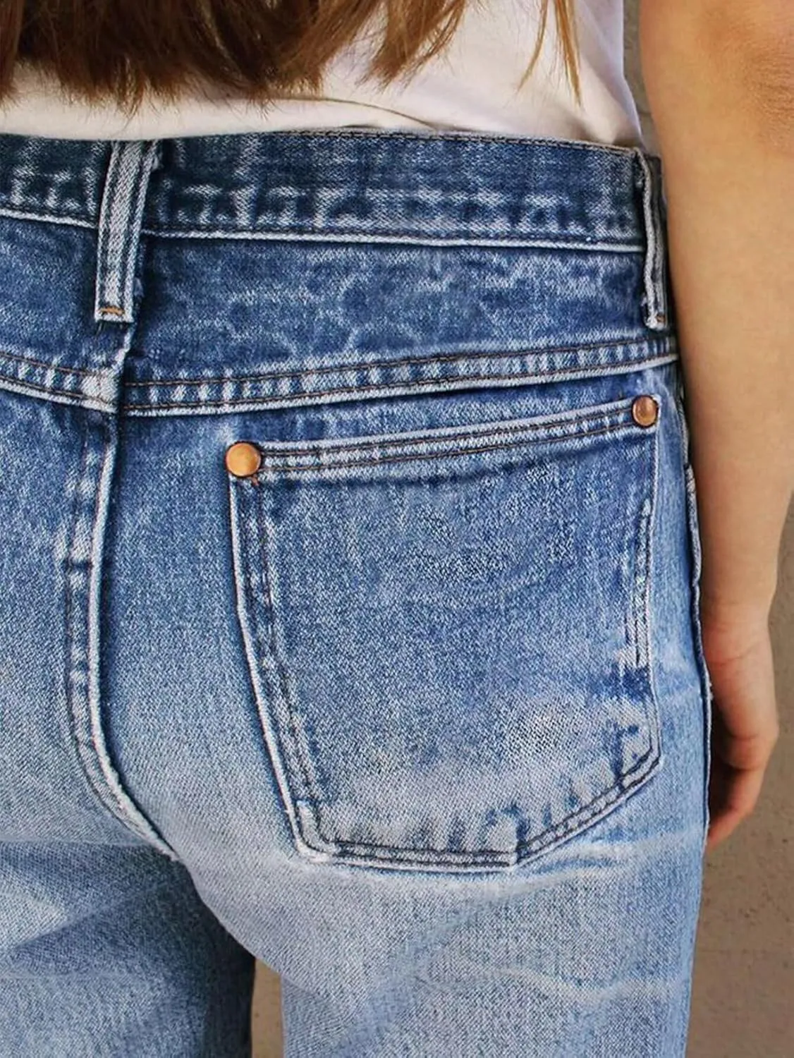 Flamingals High Rise Straight Leg Wash Roll Hem Stylish Trendy Chic Jeans
