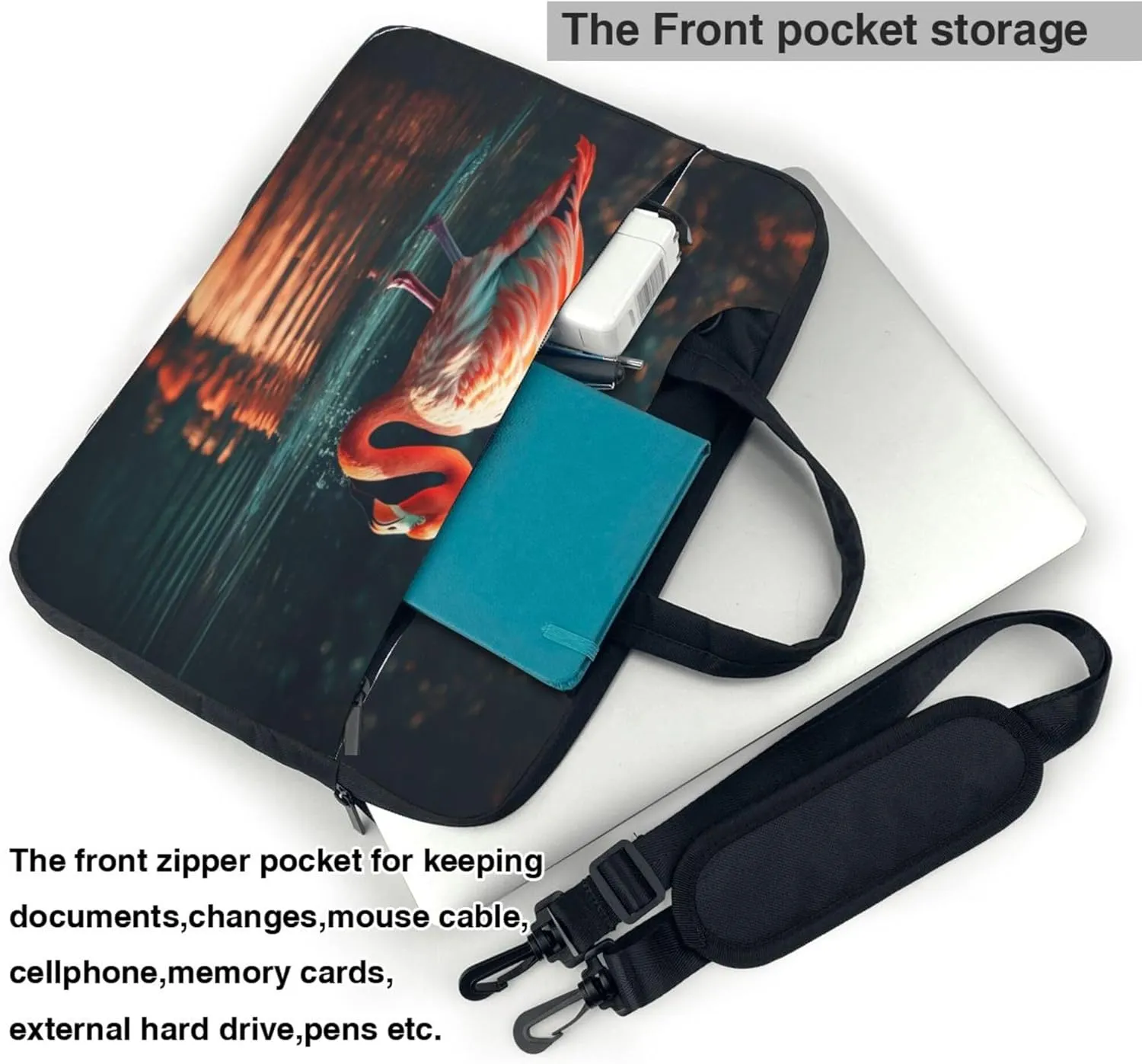 Flamingos Tropical Bird Laptop Shoulder Bag for Women, Laptop Sleeve Case Durable Computer Bag