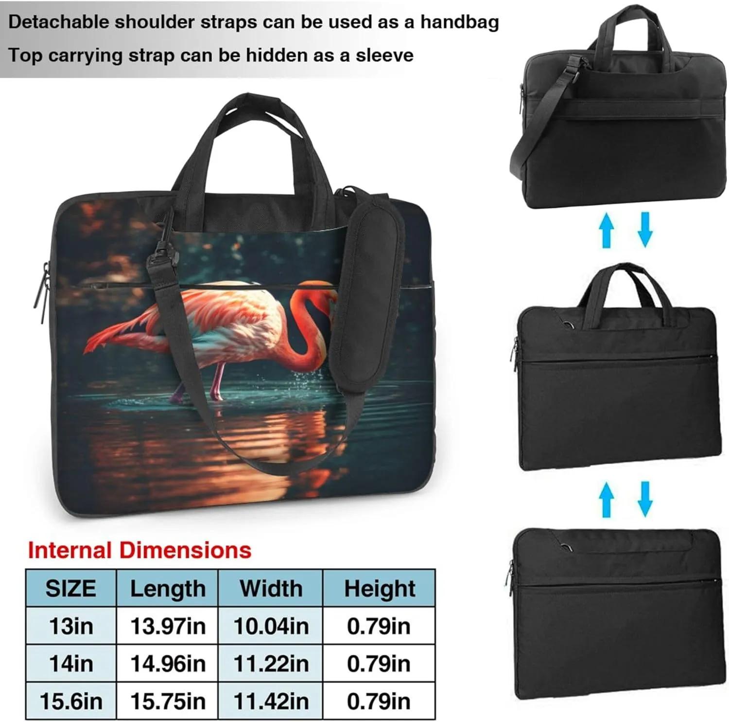 Flamingos Tropical Bird Laptop Shoulder Bag for Women, Laptop Sleeve Case Durable Computer Bag