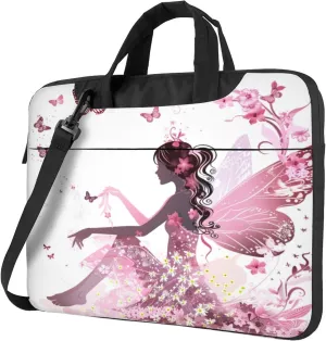 Floral Butterfly Laptop Shoulder Bag for Women, Butterfly Gril Laptop Sleeve Case Durable Computer Bag