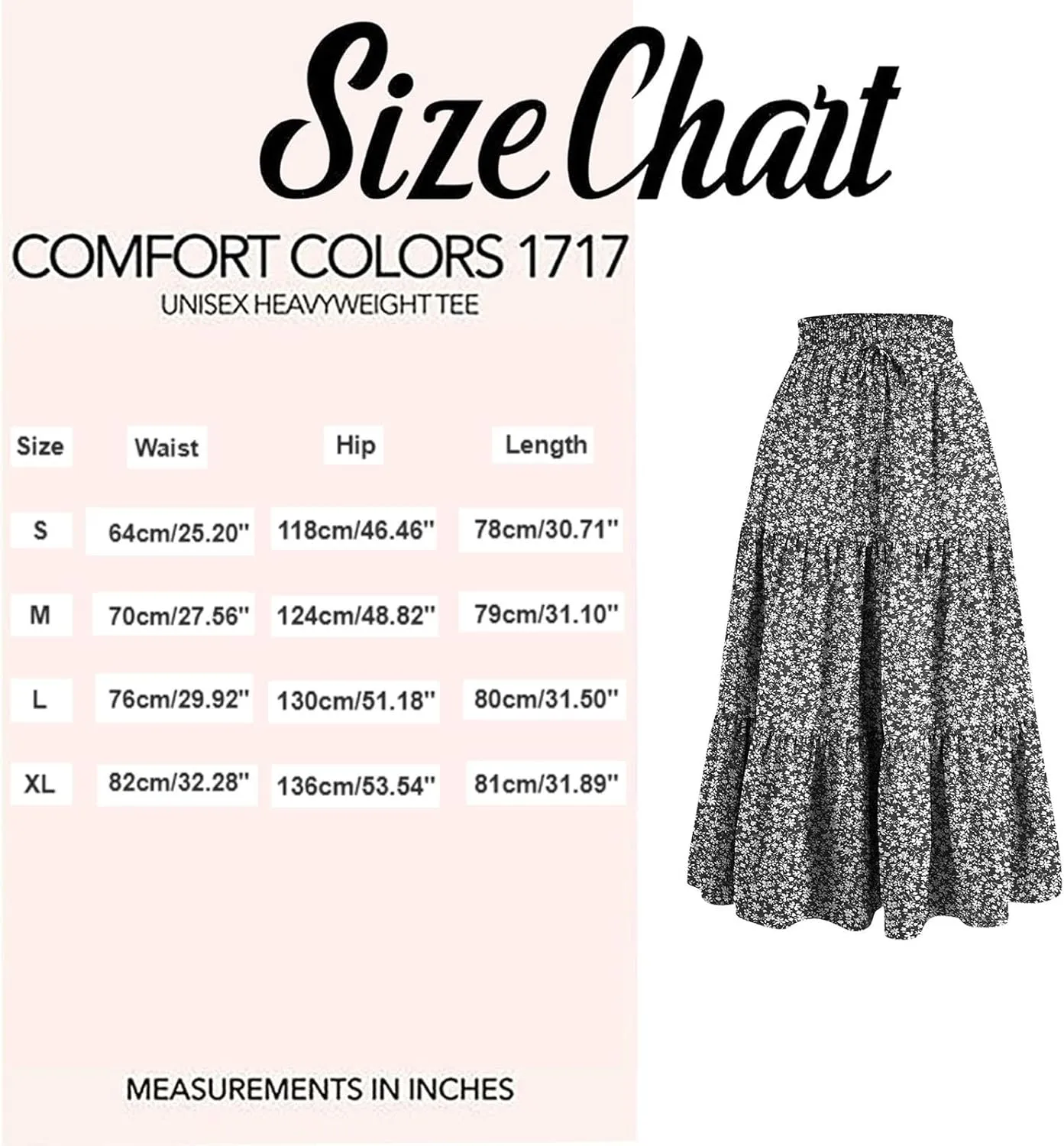 Floral Maxi Skirt for Women Comfy Tiered Elastic High Waisted Skirts Vacation A-Line Flowy Swing Long Boho Beach Dress