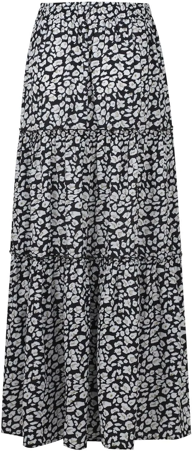 Floral Maxi Skirts for Women Summer Comfy High Waist Tie Paisley Print Maxi Skirt A-Line Long Skirts with Pockets