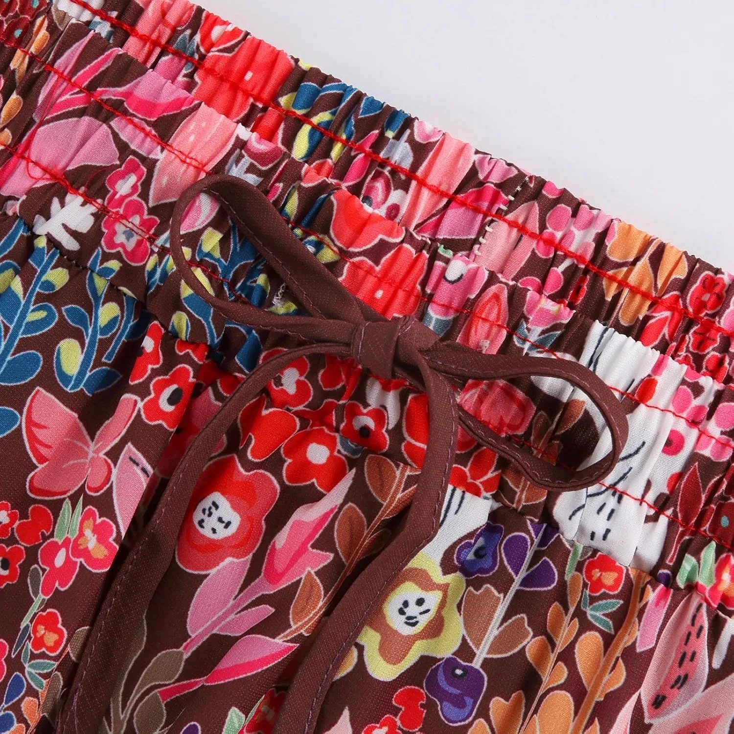 Floral Maxi Skirts for Women Summer Comfy High Waist Tie Paisley Print Maxi Skirt A-Line Long Skirts with Pockets