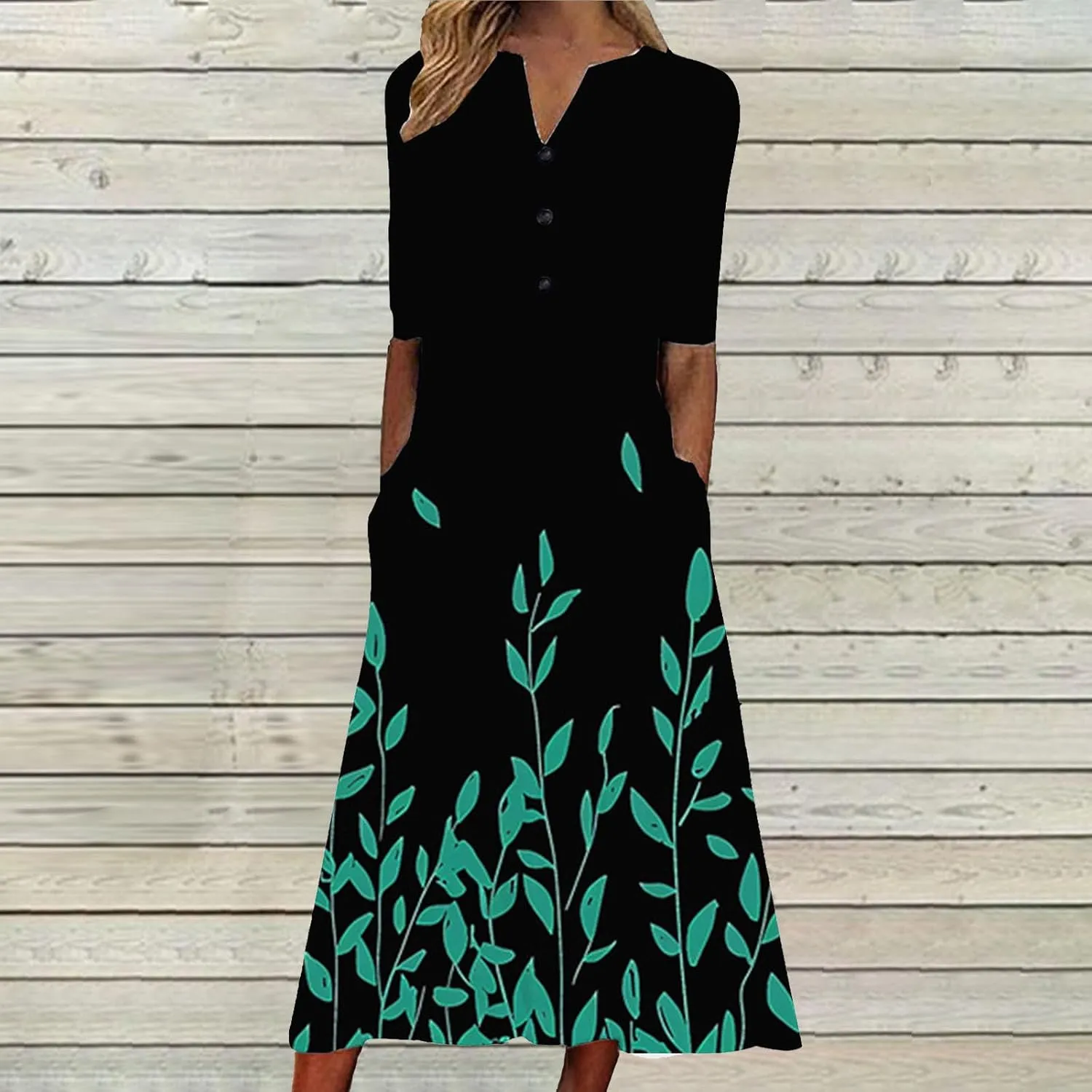 Floral Print Boho Dress for Women 2025 Casual Summer Midi Dress Loose Flowy Long Dresses with Pockets Tshirts Dresses