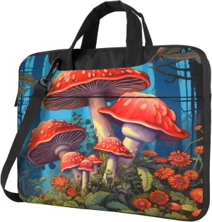 Forest Mushrooms Flower Laptop Shoulder Bag for Women, Laptop Sleeve Case Durable Computer Bag
