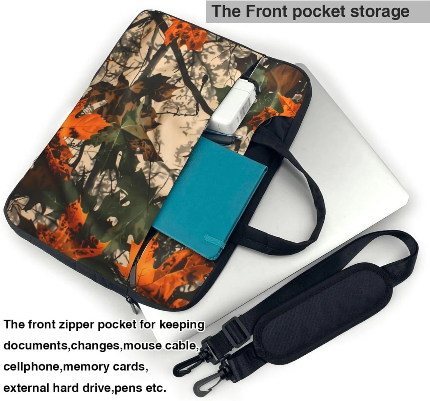 Forest Tree Camouflage Laptop Shoulder Bag for Women, Laptop Sleeve Case Durable Computer Bag