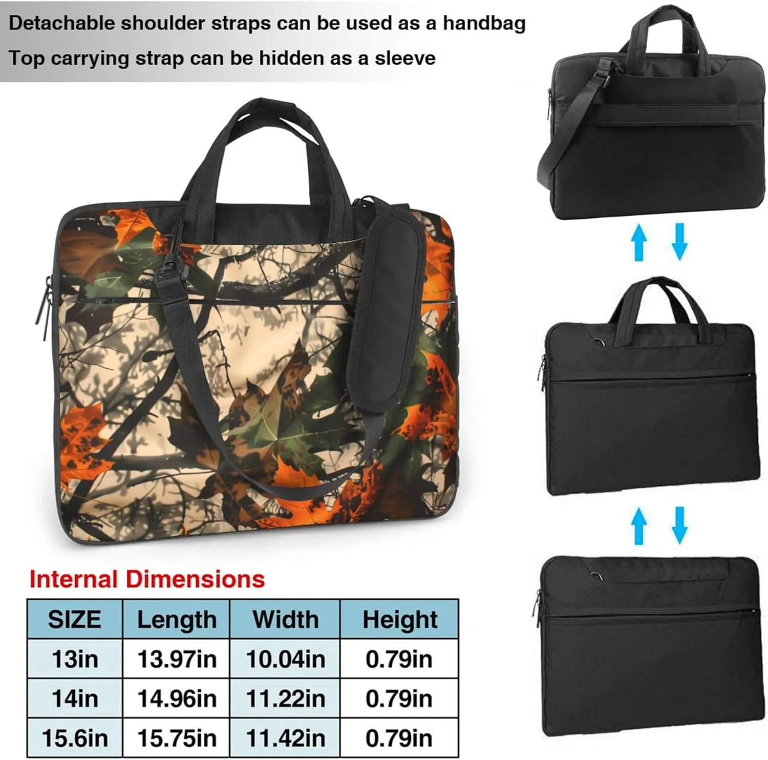 Forest Tree Camouflage Laptop Shoulder Bag for Women, Laptop Sleeve Case Durable Computer Bag