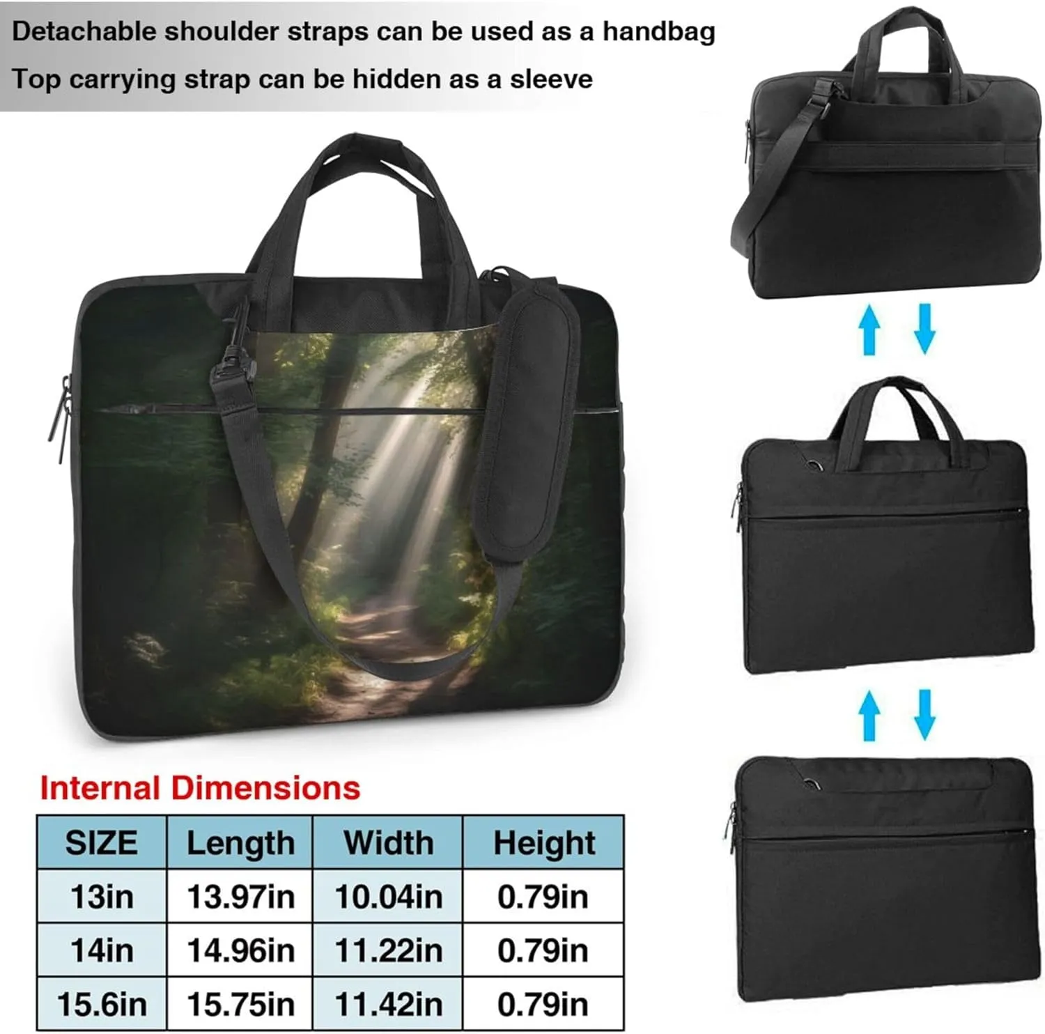 Forest Tree Leaves Painted Laptop Shoulder Bag for Women, Laptop Sleeve Case Durable Computer Bag