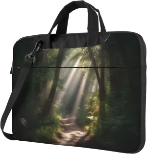 Forest Tree Leaves Painted Laptop Shoulder Bag for Women, Laptop Sleeve Case Durable Computer Bag