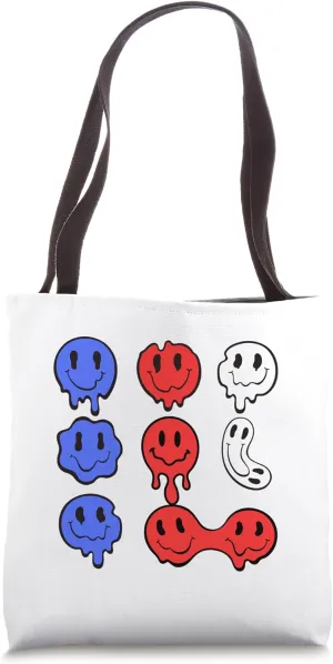 Fourth of July Melting Smile Faces 4th Red, Blue, White Tote Bag