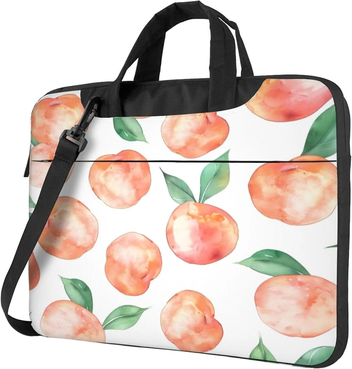 Fruit Peach Pattern Laptop Shoulder Bag for Women, Laptop Sleeve Case Durable Computer Bag