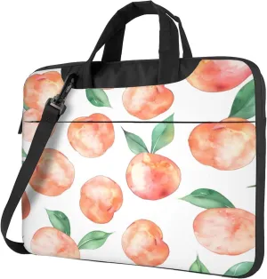 Fruit Peach Pattern Laptop Shoulder Bag for Women, Laptop Sleeve Case Durable Computer Bag