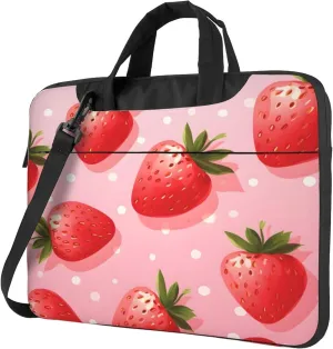 Fruit Strawberry Pattern Laptop Shoulder Bag for Women, Laptop Sleeve Case Durable Computer Bag