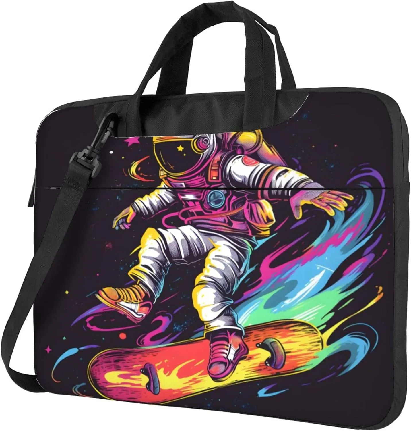 Funny Astronaut Skateboarding Laptop Shoulder Bag for Women, Laptop Sleeve Case Durable Computer Bag