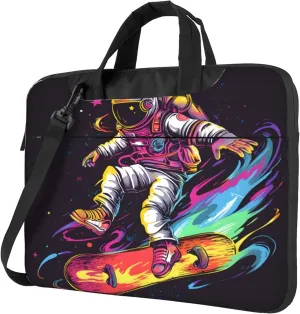 Funny Astronaut Skateboarding Laptop Shoulder Bag for Women, Laptop Sleeve Case Durable Computer Bag