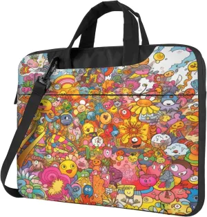 Funny Painted Laptop Shoulder Bag for Women, Abstract Cartoon Pattern Laptop Sleeve Case Durable Computer Bag